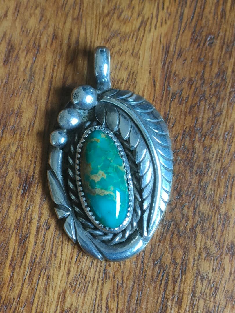 なつきナバホ族ロイストンターコイズSTERLING シルバーペンダント　オ