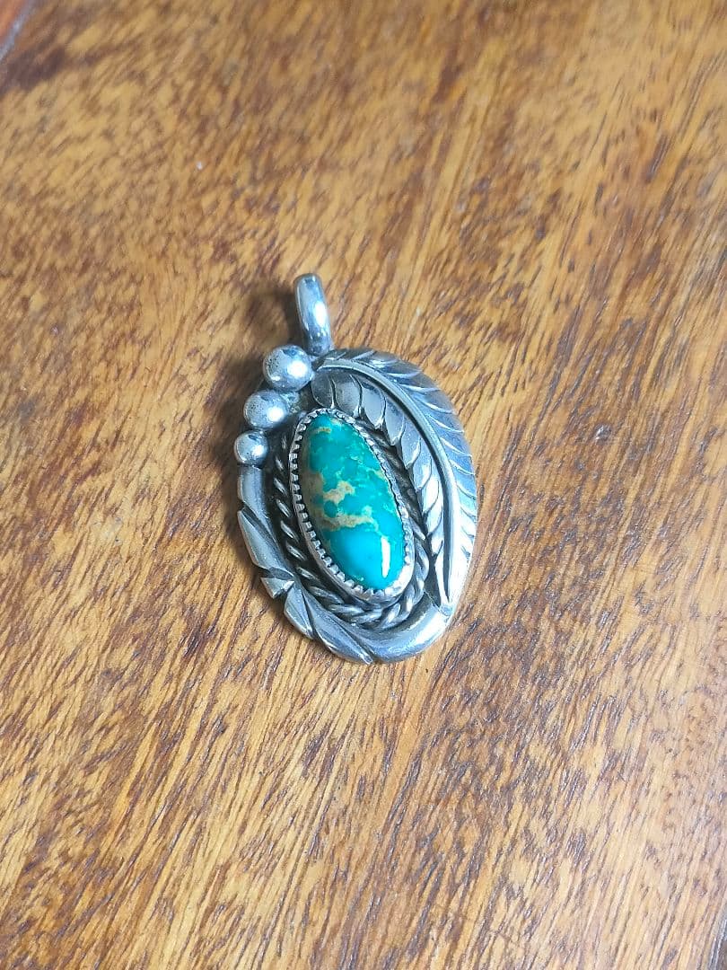 なつきナバホ族ロイストンターコイズSTERLING シルバーペンダント　オ