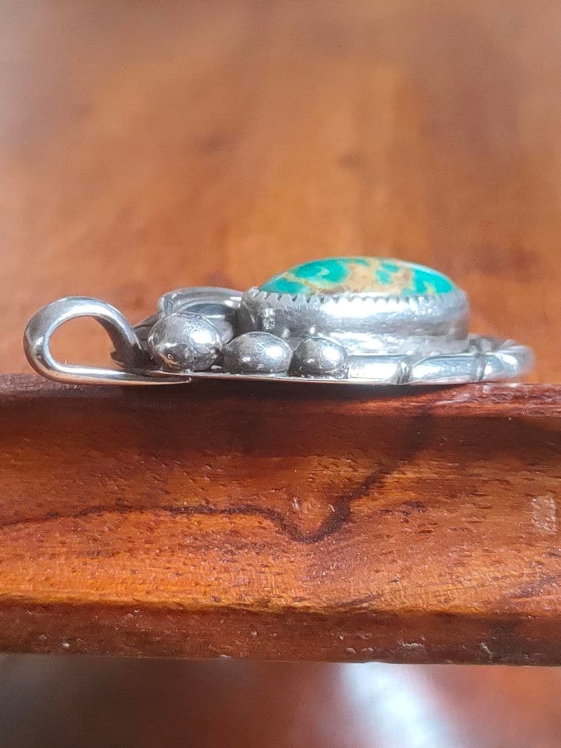 なつきナバホ族ロイストンターコイズSTERLING シルバーペンダント　オ