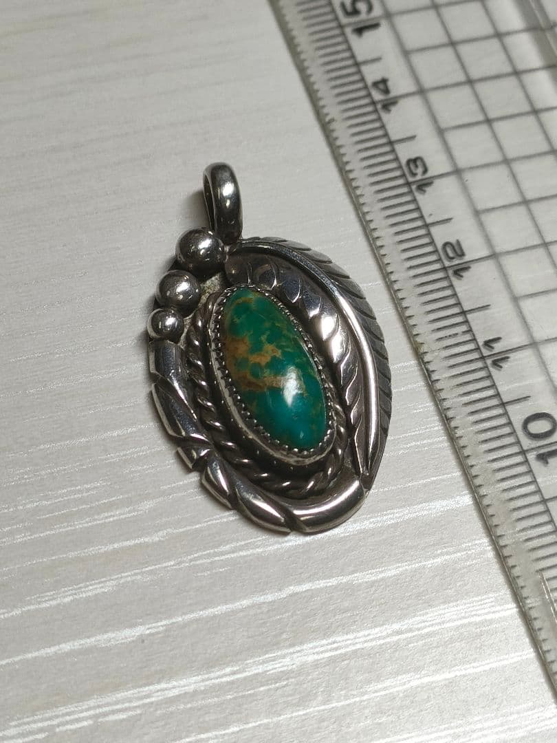 なつきナバホ族ロイストンターコイズSTERLING シルバーペンダント　オ