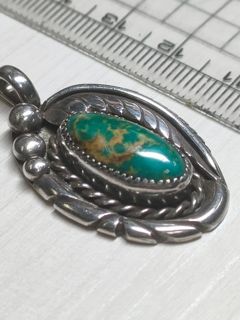 なつきナバホ族ロイストンターコイズSTERLING シルバーペンダント　オ