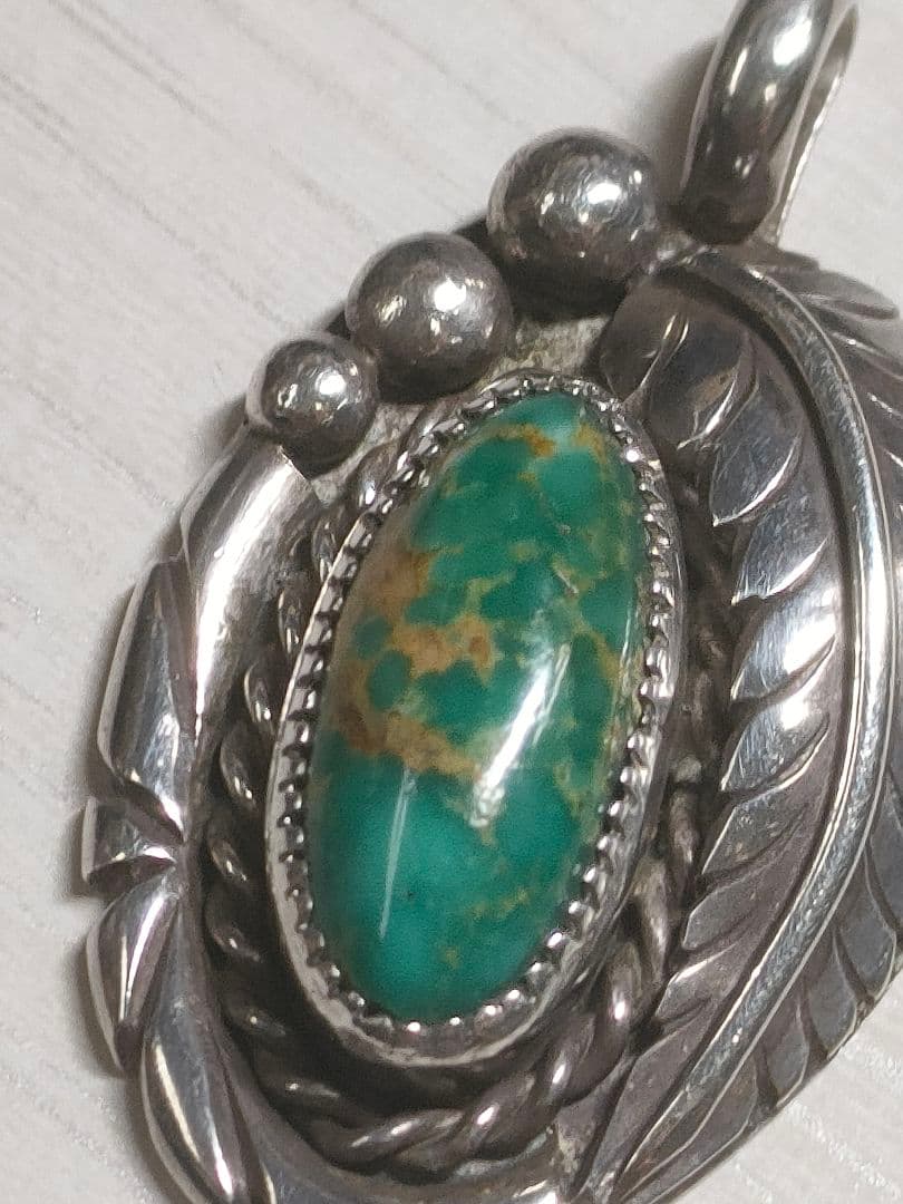 なつきナバホ族ロイストンターコイズSTERLING シルバーペンダント　オ