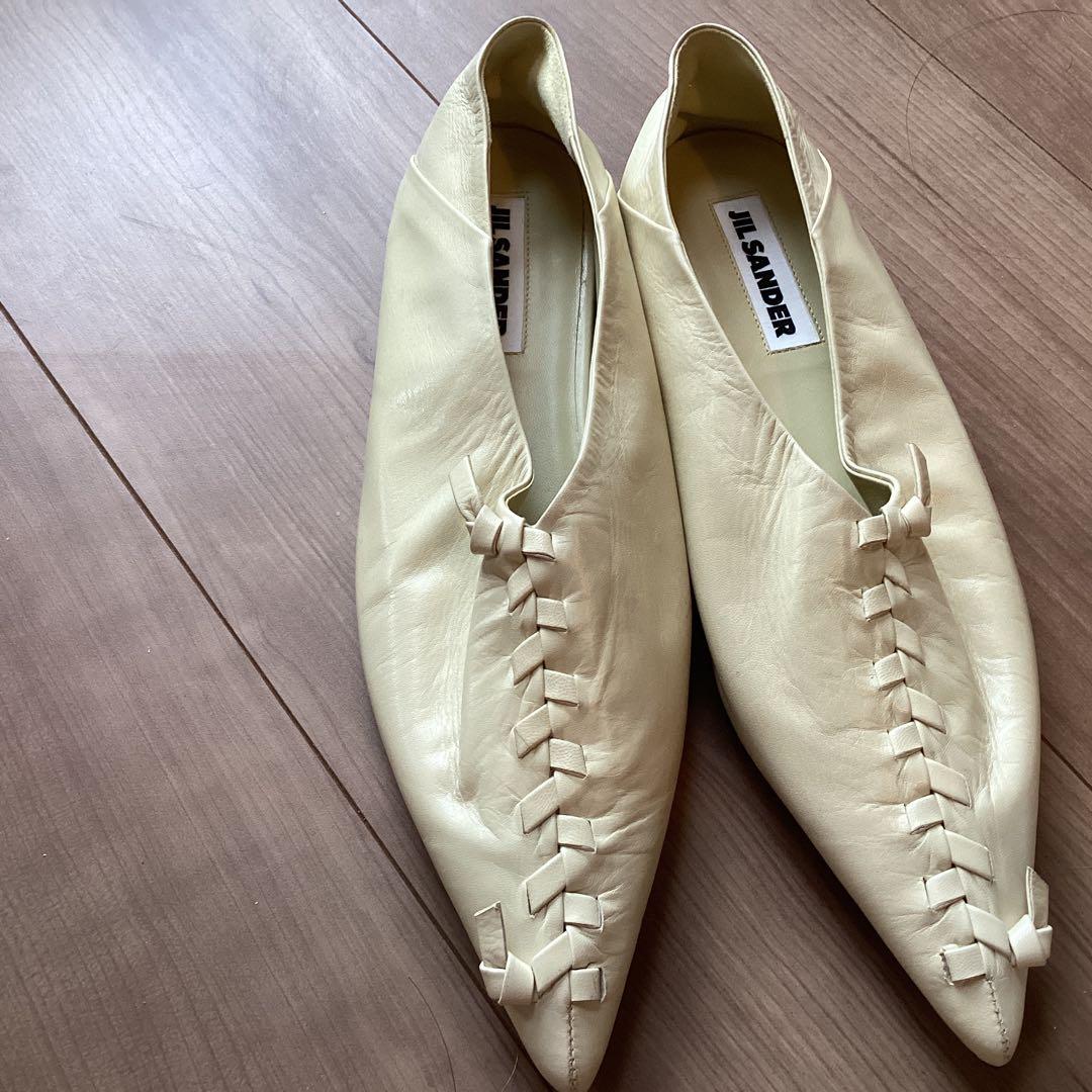 JIL SANDER アイボリー フラットシューズ 37