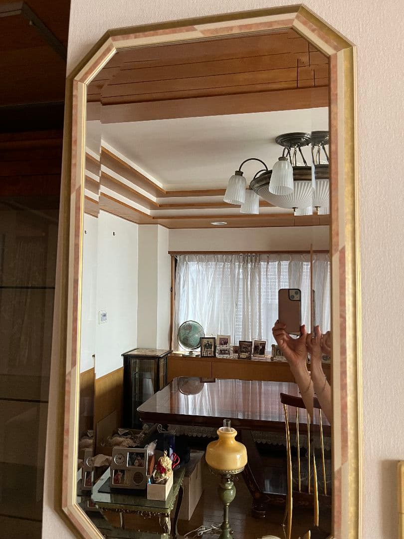 八角形 木製フレーム　高級鏡　 六本木アピス　イタリア