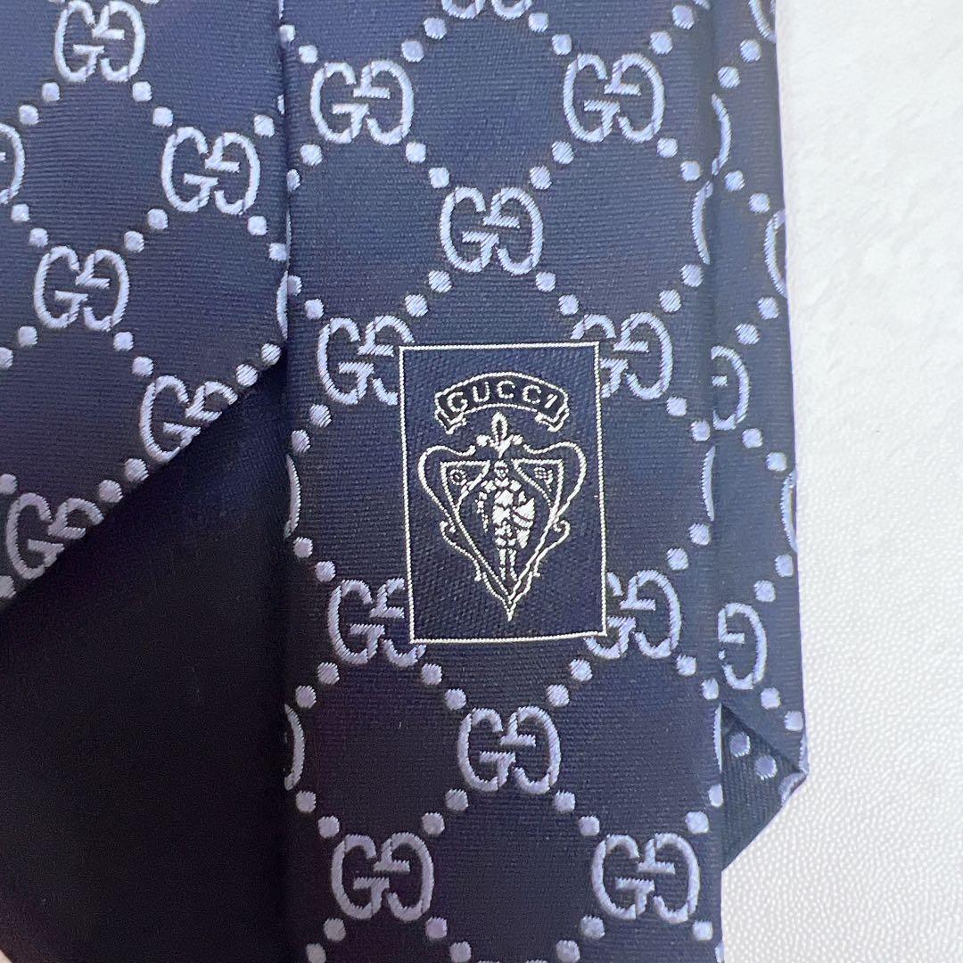 極美品✨GUCCI グッチ ネクタイ GG ネイビー