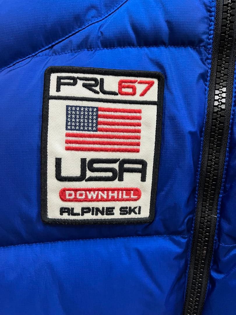 ポロ ラルフローレンフード付きダウンベスト ビックポニーUSA青 Sサイズ