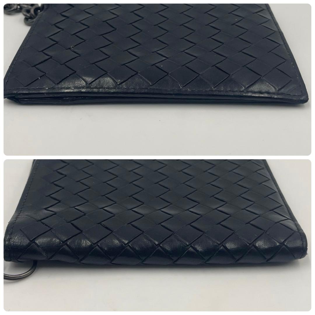 BOTTEGA VENETA イントレチャート カードケース チェーン付き 黒