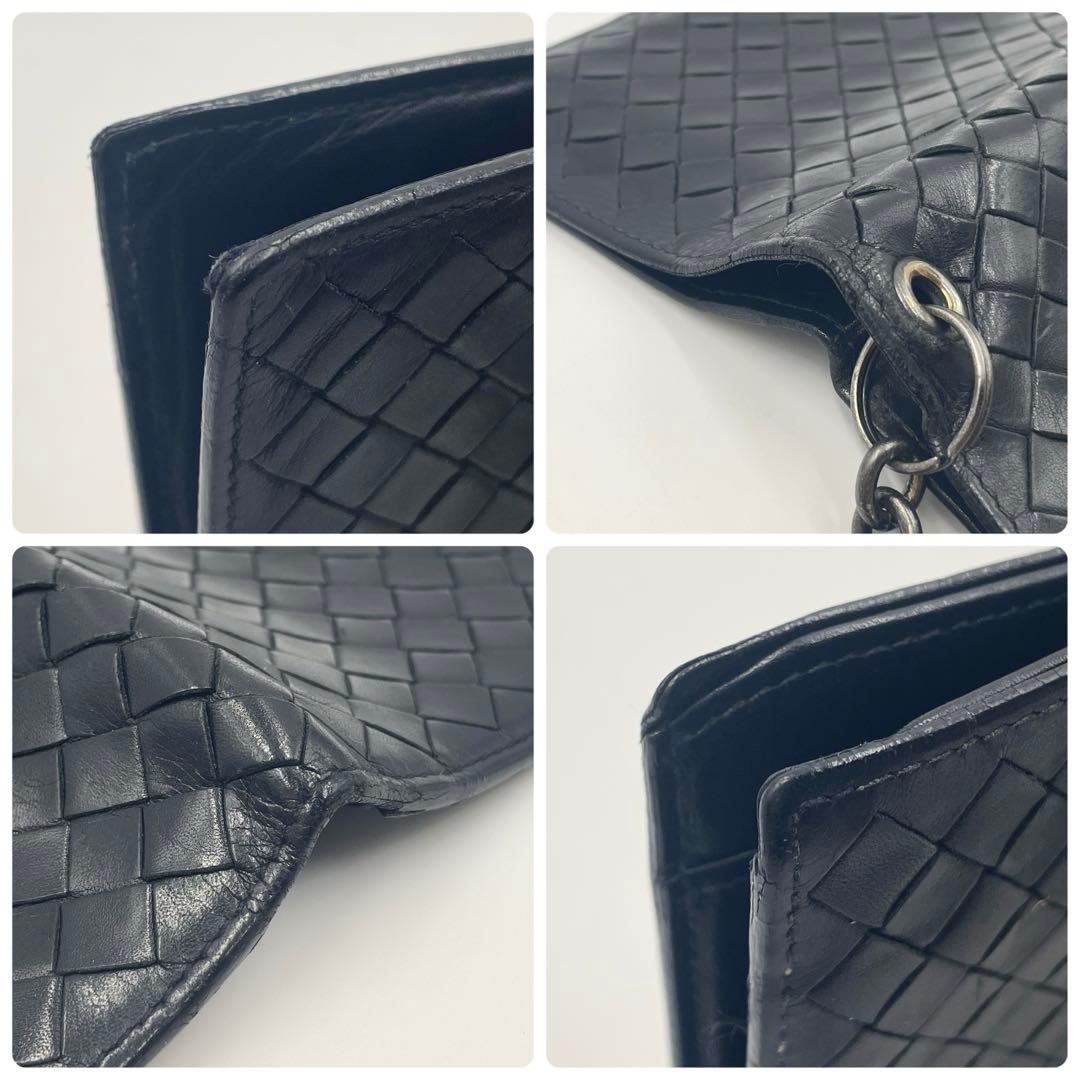 BOTTEGA VENETA イントレチャート カードケース チェーン付き 黒