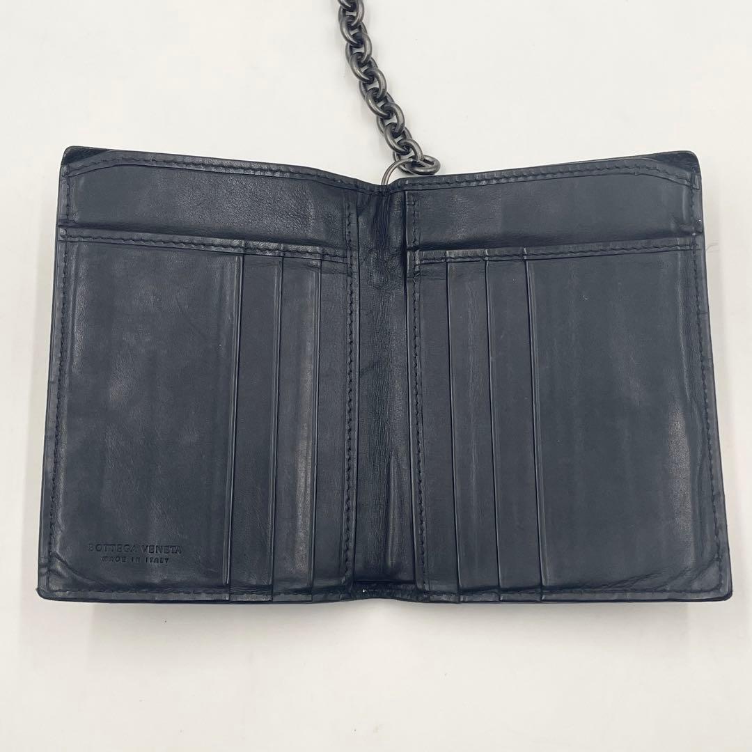 BOTTEGA VENETA イントレチャート カードケース チェーン付き 黒