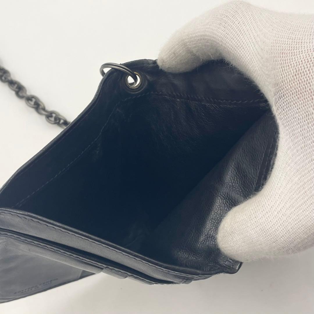 BOTTEGA VENETA イントレチャート カードケース チェーン付き 黒