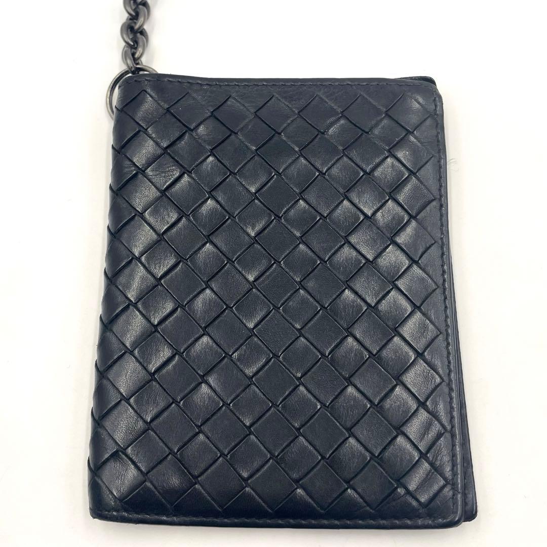 BOTTEGA VENETA イントレチャート カードケース チェーン付き 黒