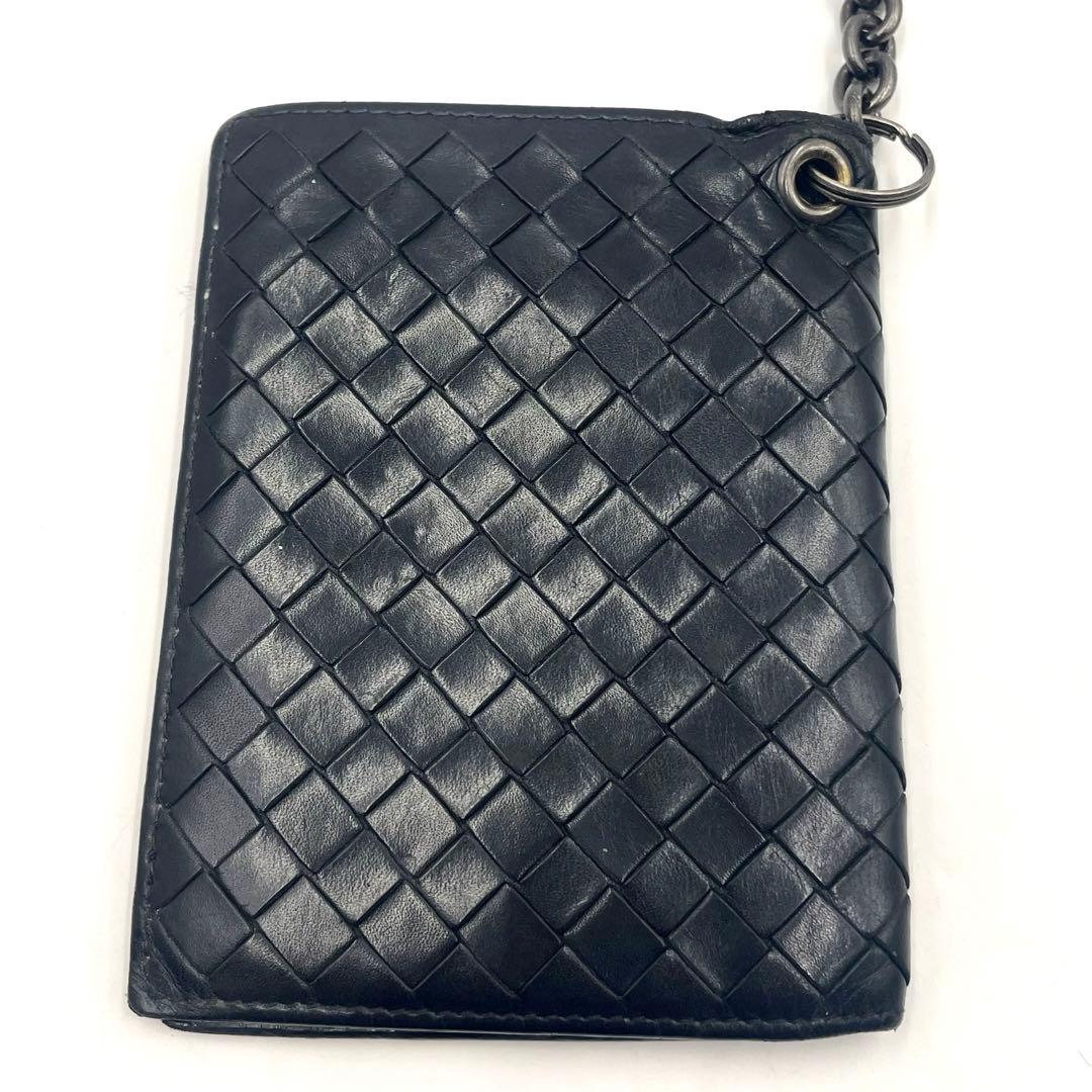 BOTTEGA VENETA イントレチャート カードケース チェーン付き 黒