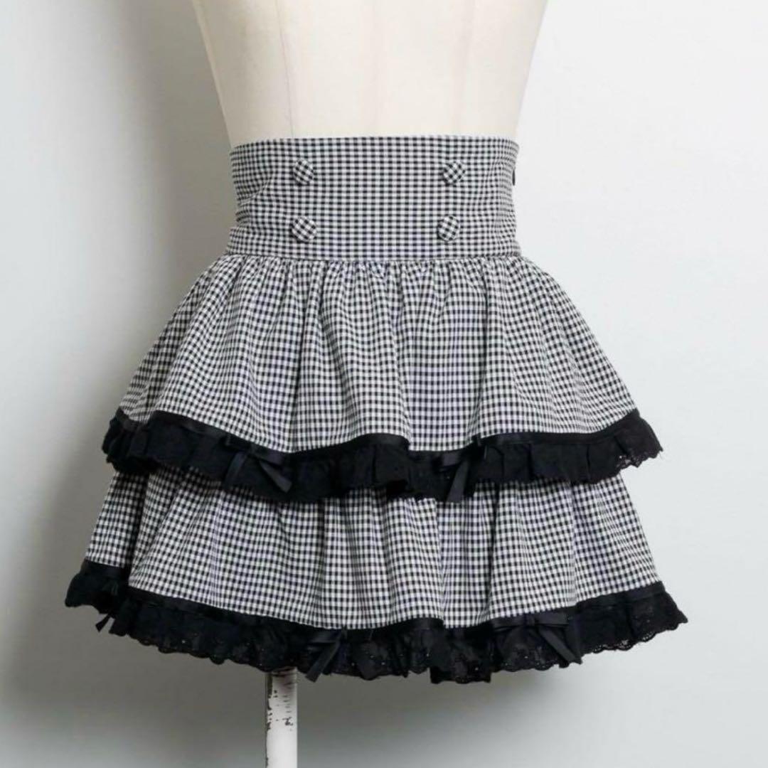 pium コットンフリルリボンティアードミニスカート ミックス