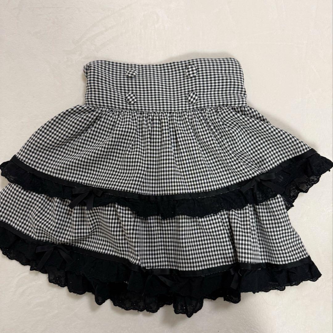 pium コットンフリルリボンティアードミニスカート ミックス