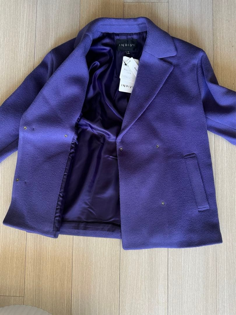 【新品】INDIVI 紫色 ウールコート