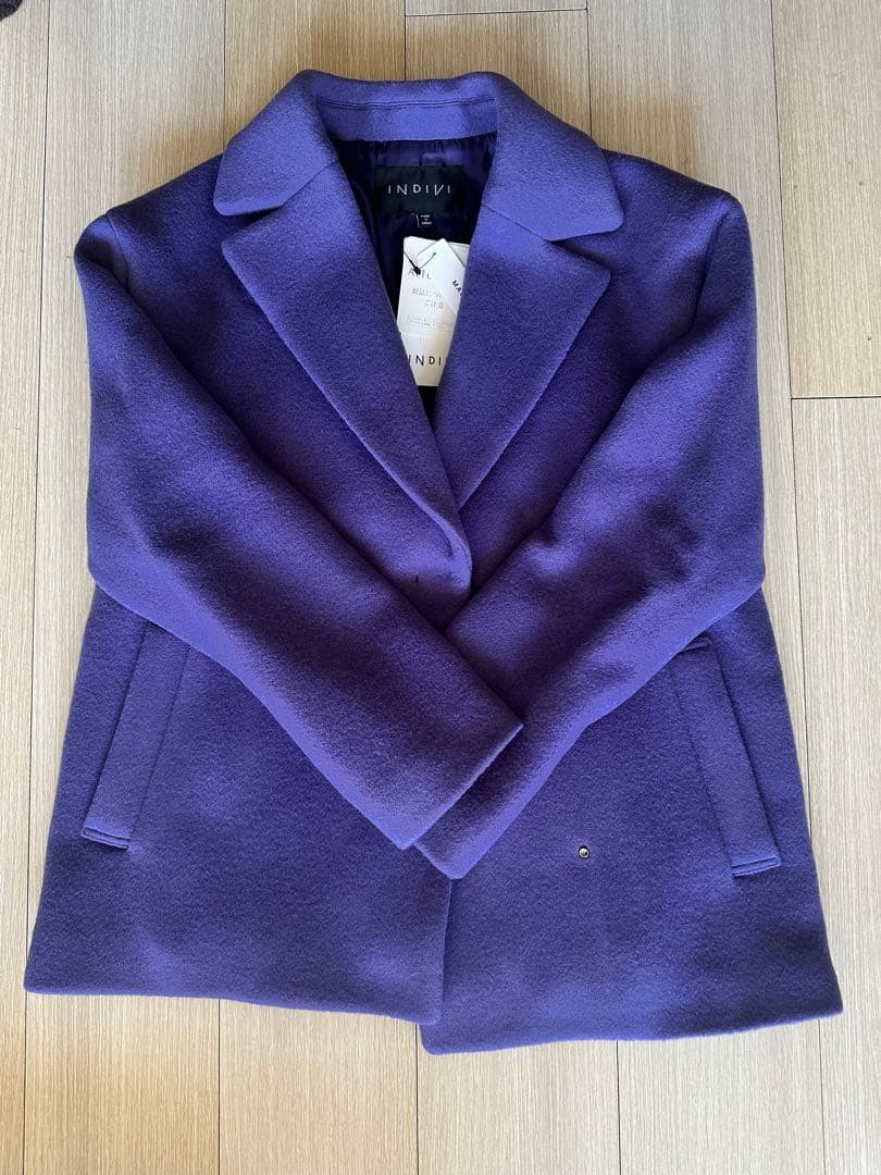 【新品】INDIVI 紫色 ウールコート