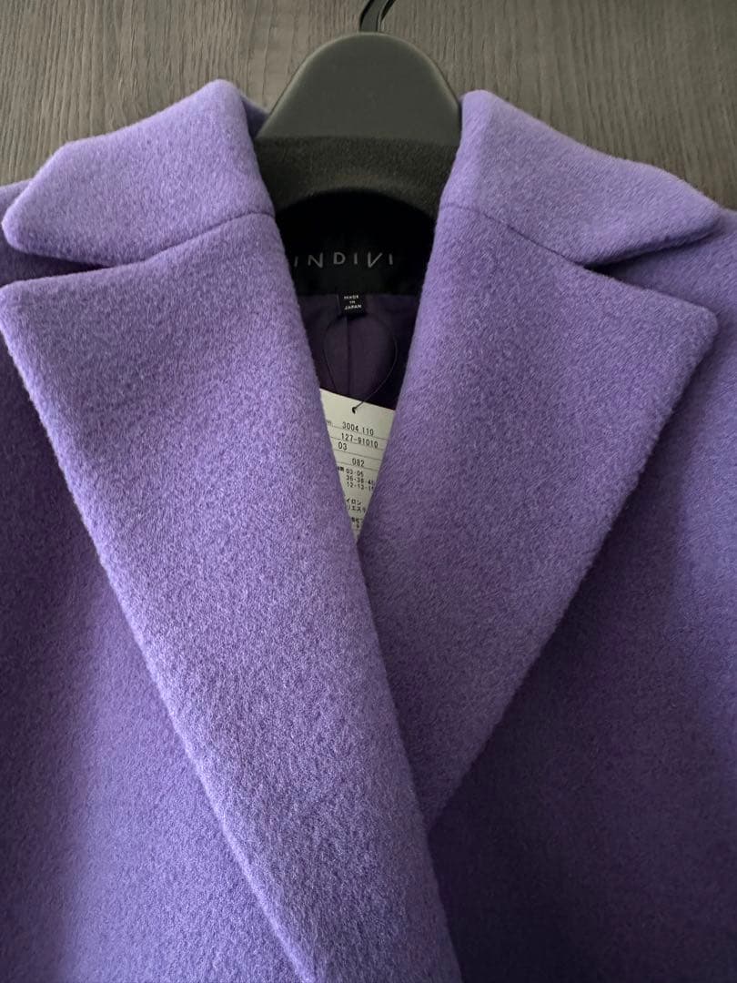 【新品】INDIVI 紫色 ウールコート