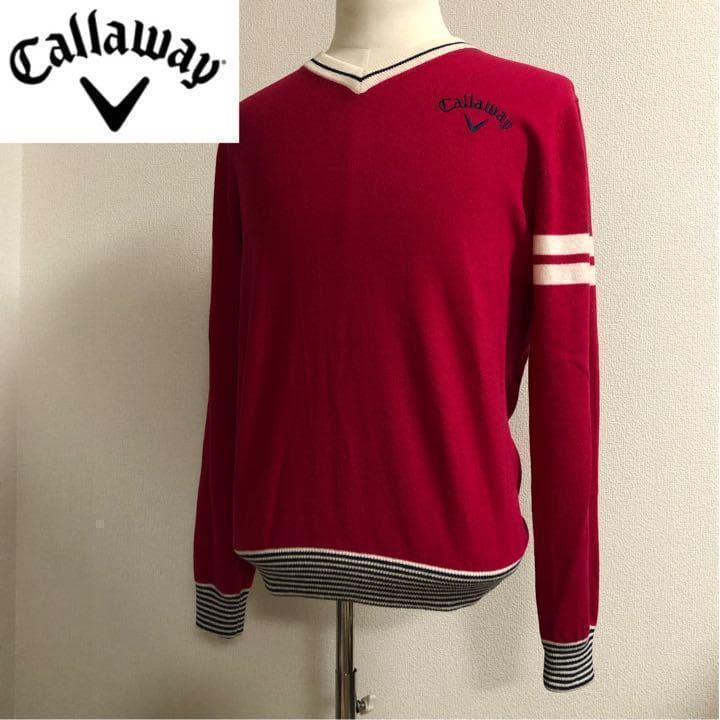 キャロウェイ レッドレーベル カシミア100% ニット ワインレッド LL
