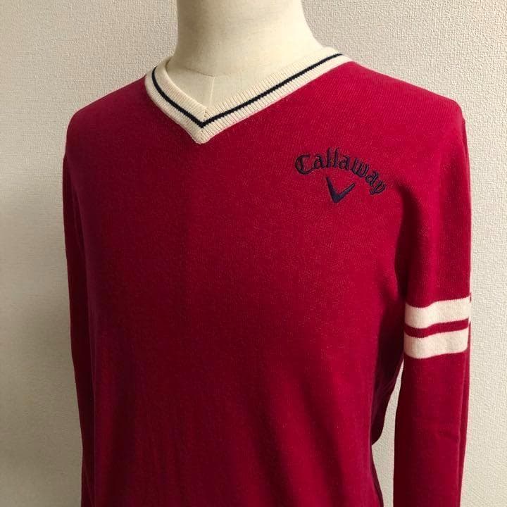 キャロウェイ レッドレーベル カシミア100% ニット ワインレッド LL
