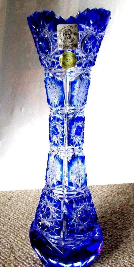 ボヘミアン　クリスタルカットガラス花瓶