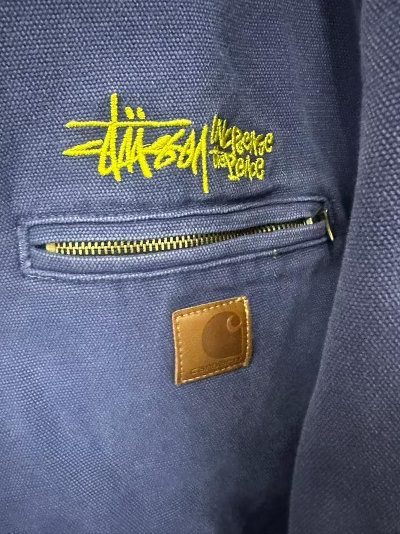 Carhartt×Stussy ネイビー デニムジャケット M