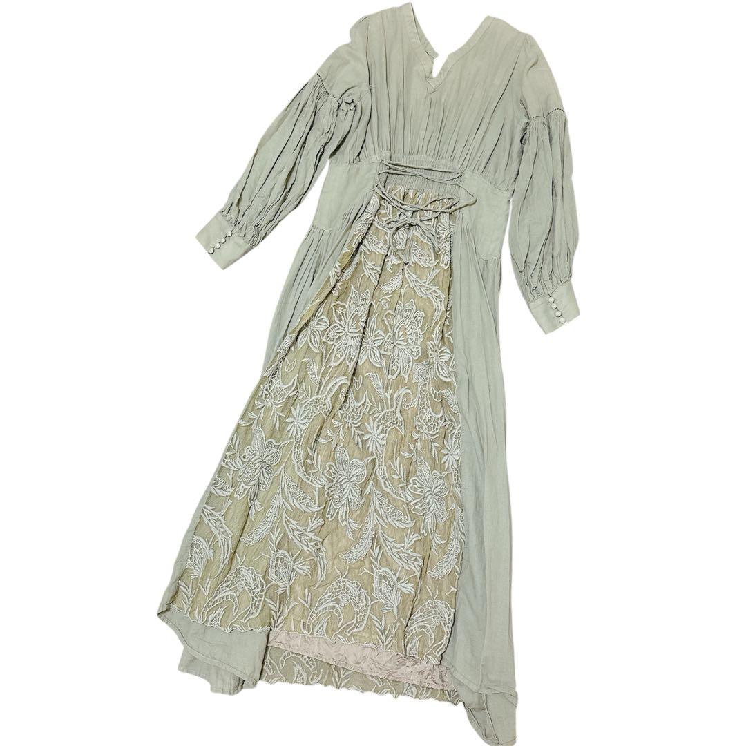 ワンピース MEDI EMBROIDERY TULLE LACE DRESS M