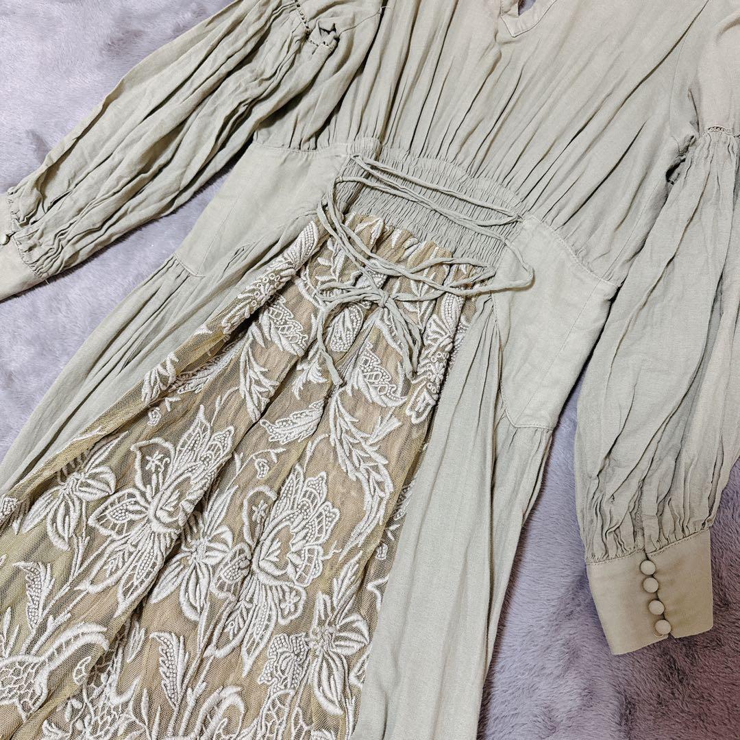 ワンピース MEDI EMBROIDERY TULLE LACE DRESS M