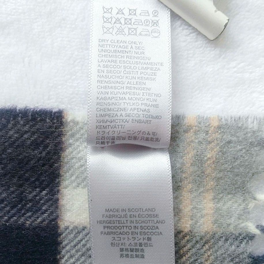 ★ジョンストンズ カシミヤ100% マフラー チェック グレー ネイビー