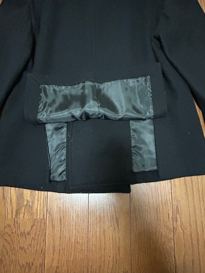 PPFM 黒のウールピーコート シルバーのボタン付き Mサイズ