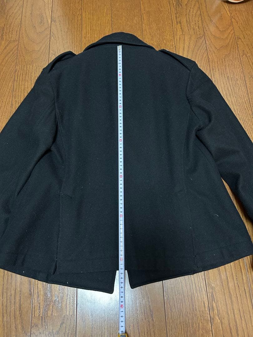 PPFM 黒のウールピーコート シルバーのボタン付き Mサイズ