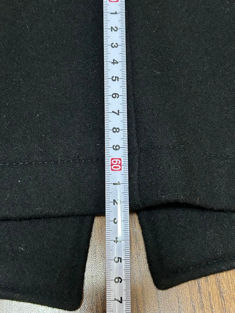 PPFM 黒のウールピーコート シルバーのボタン付き Mサイズ