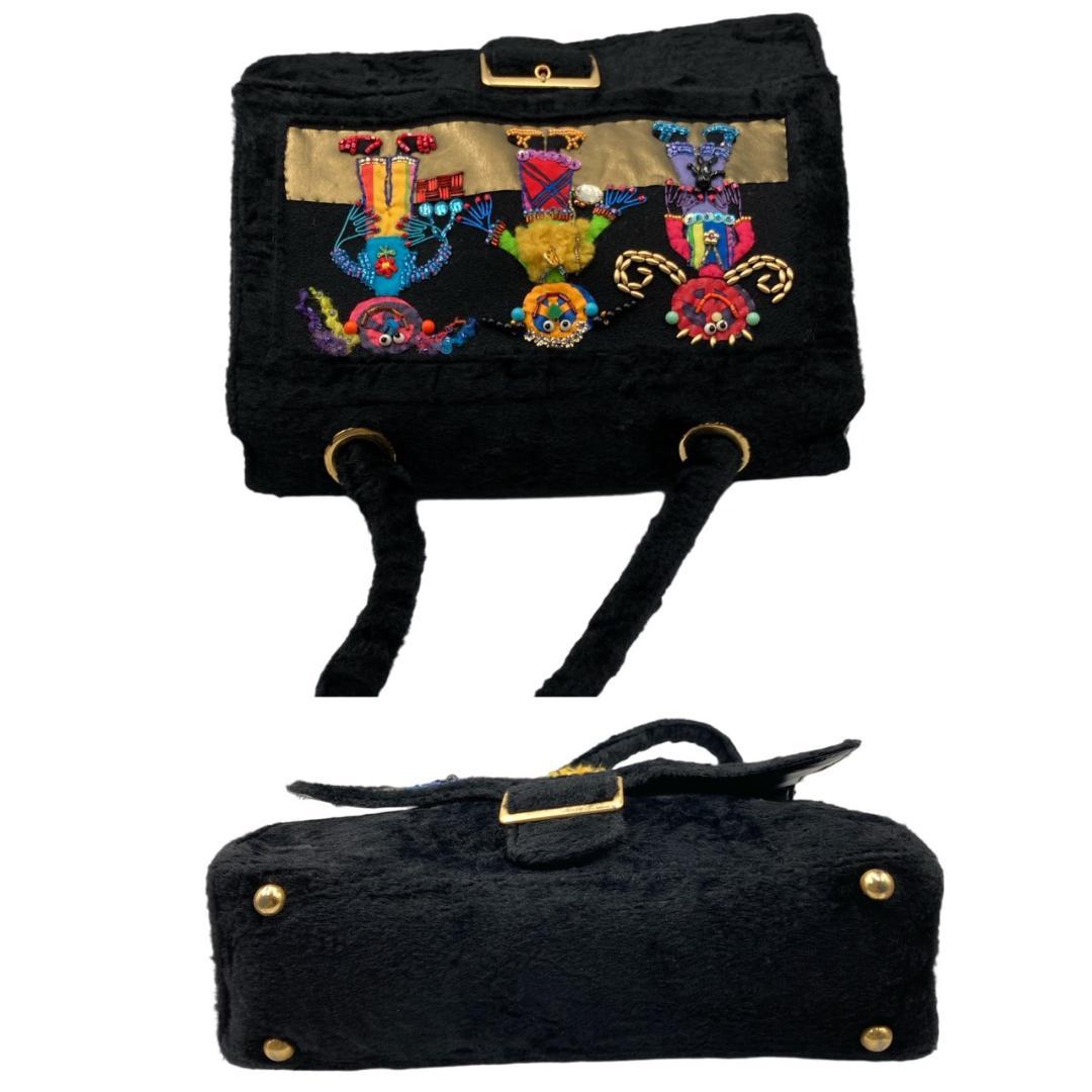 【 希少】　ビーズバッグ　一点物　2wayバッグ　ショルダーバッグ　黒　0317