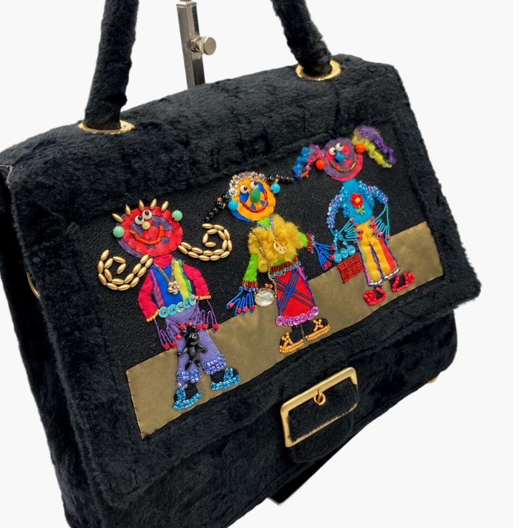 【 希少】　ビーズバッグ　一点物　2wayバッグ　ショルダーバッグ　黒　0317