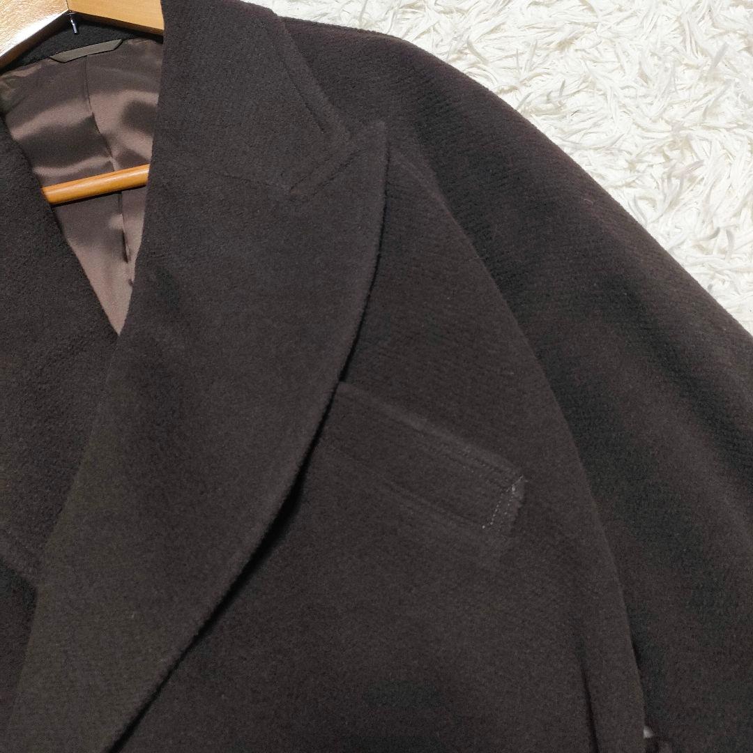 【カシミヤ】ダーバン　ダブルチェスターコート　厚手　ベルト付き　ブラウン　メンズ