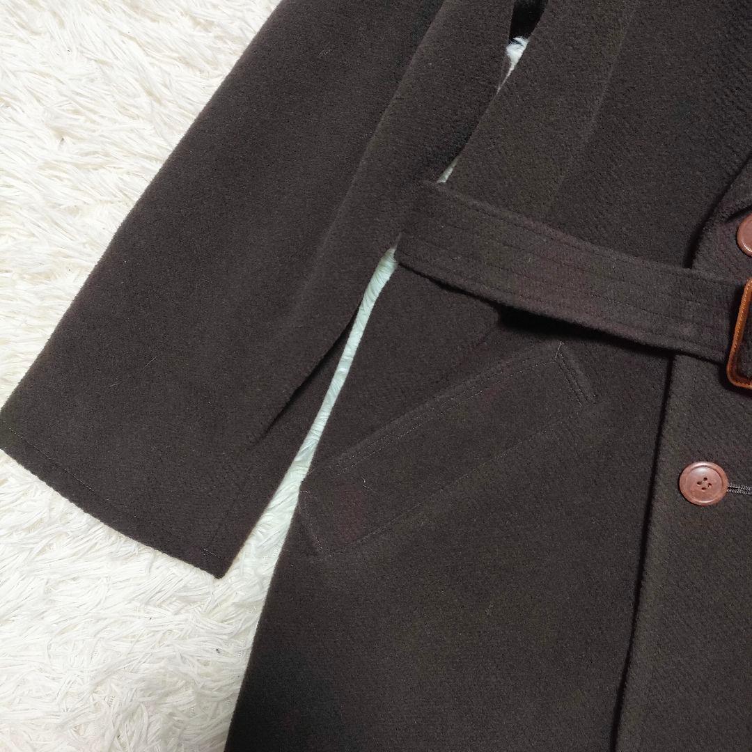 【カシミヤ】ダーバン　ダブルチェスターコート　厚手　ベルト付き　ブラウン　メンズ