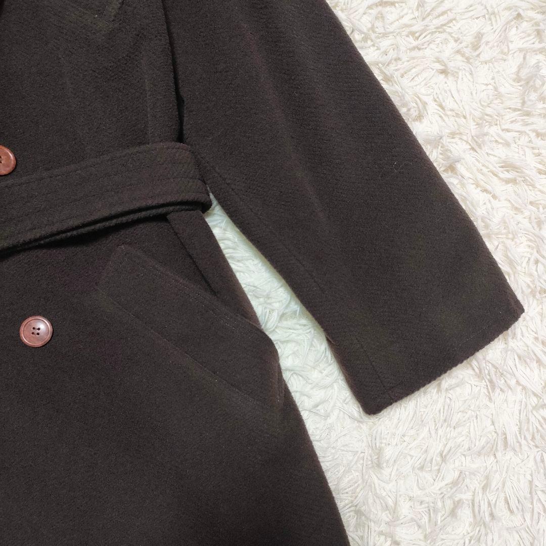 【カシミヤ】ダーバン　ダブルチェスターコート　厚手　ベルト付き　ブラウン　メンズ