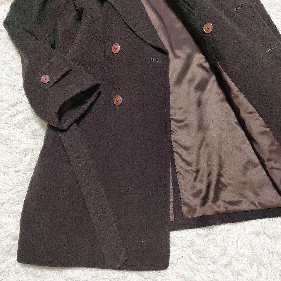 【カシミヤ】ダーバン　ダブルチェスターコート　厚手　ベルト付き　ブラウン　メンズ