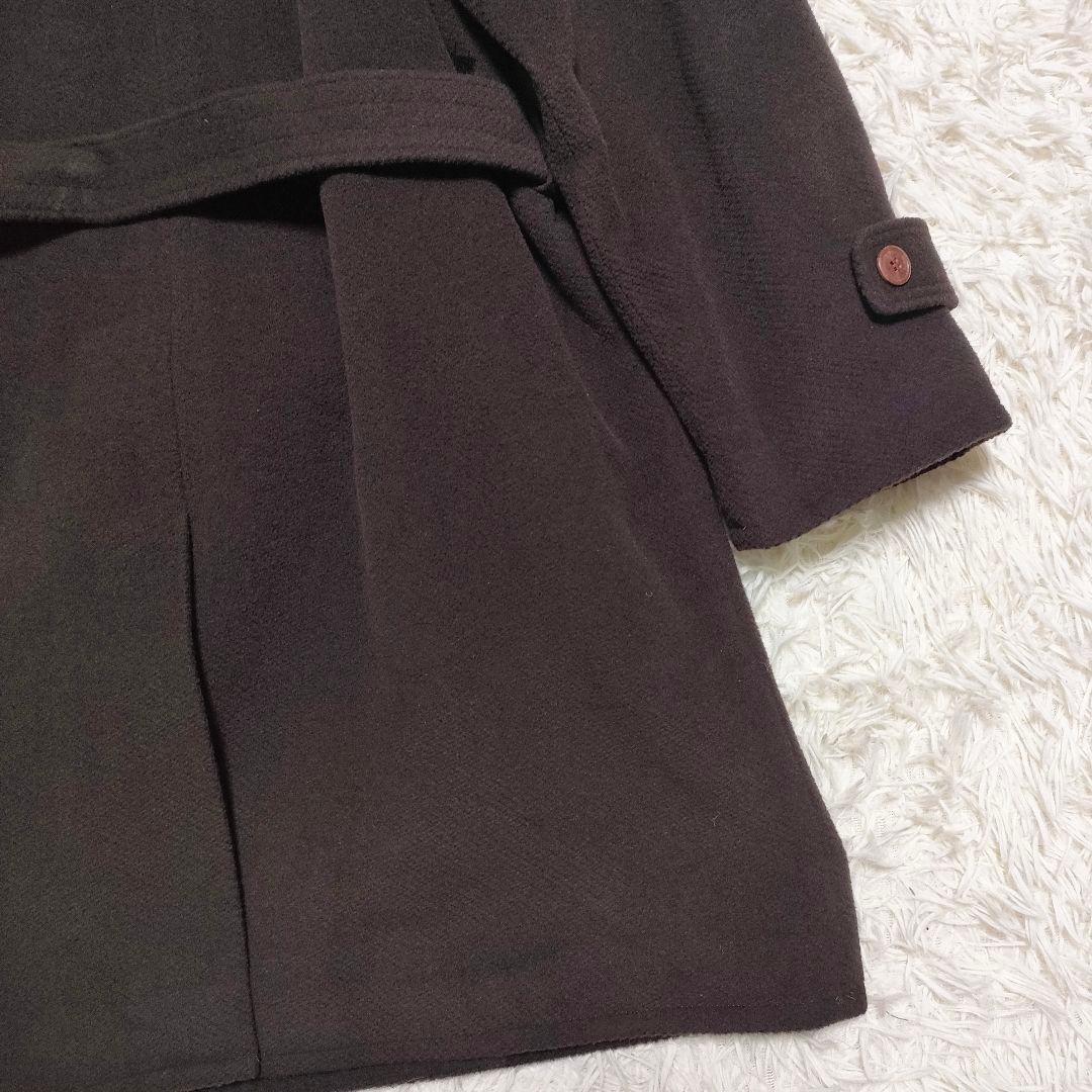 【カシミヤ】ダーバン　ダブルチェスターコート　厚手　ベルト付き　ブラウン　メンズ
