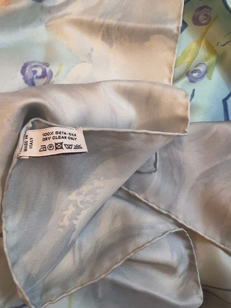 LOUIS VUITTON ヴィトン シルク大判スカーフ 水色 乗り物 箱あり