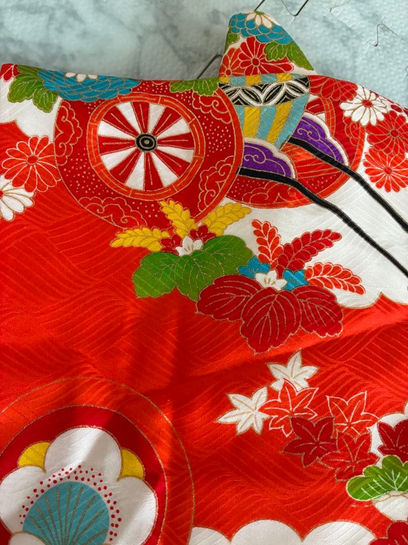 七五三　３歳　着物　アンティーク　被布　セット　正絹