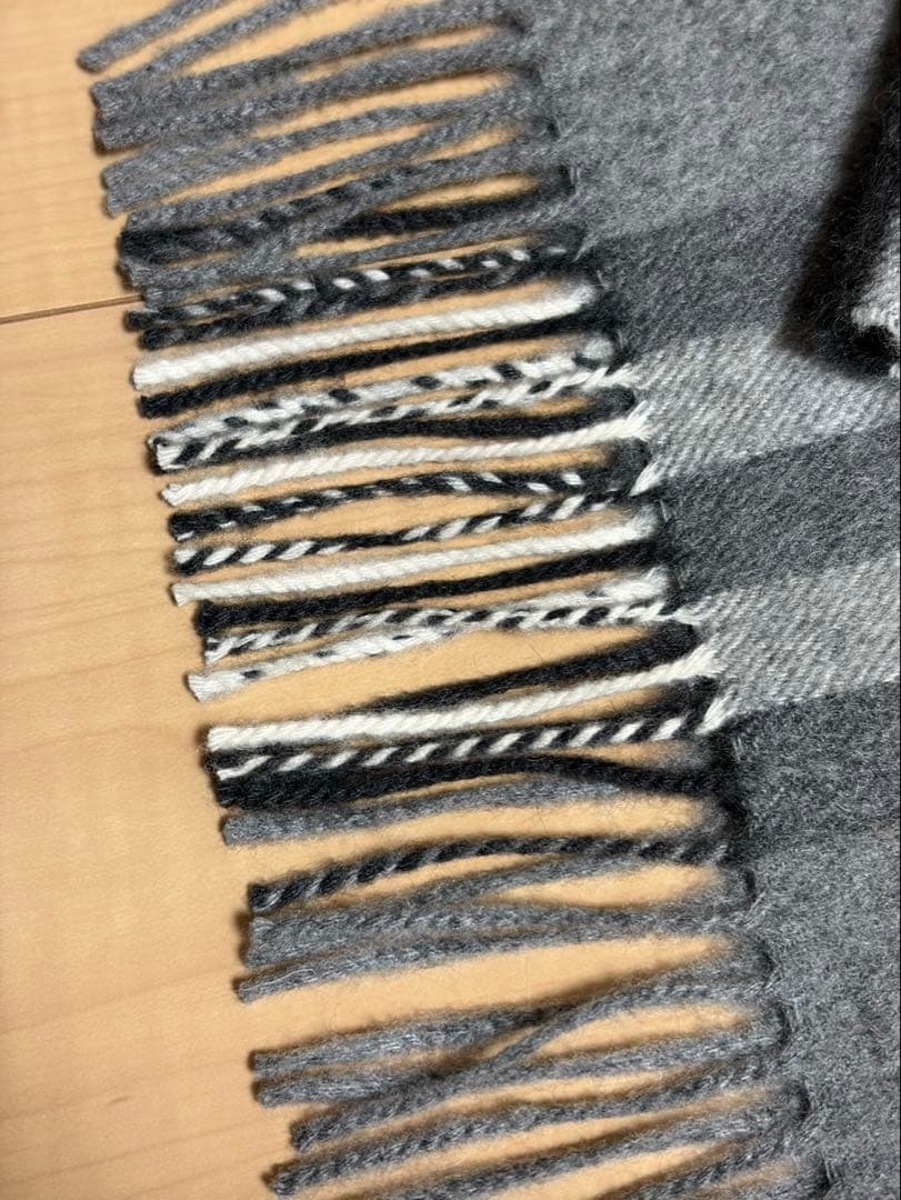 BURBERRY カシミヤ マフラー チェック柄 グレー