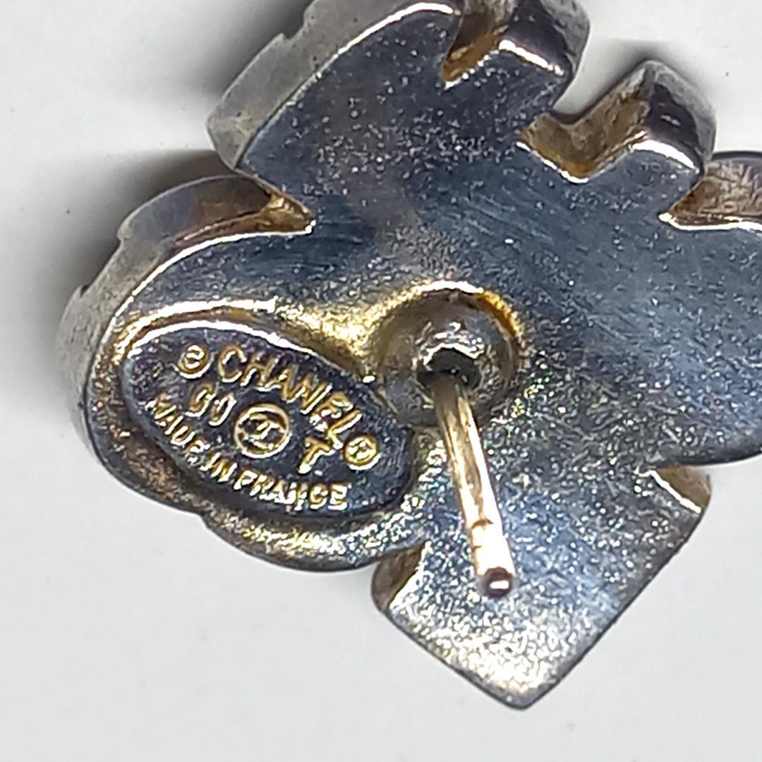 シャネル ピアス 00T シルバー×ベージュ系 ロゴ ココマーク ヴィンテージ