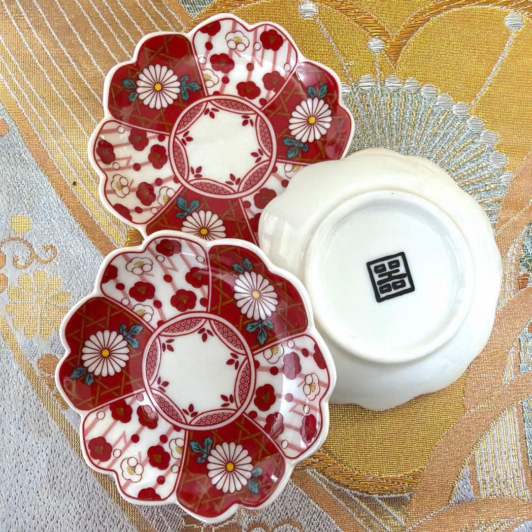 春　赤絵金彩小鉢　HOYAクリスタル亀甲つなぎ紋　No.5-3