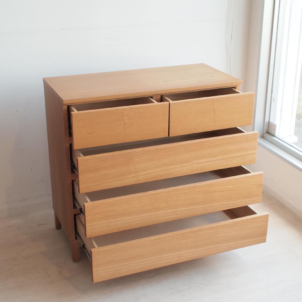 廃盤品 無印良品/MUJI タモ材 4段チェスト ナチュラル