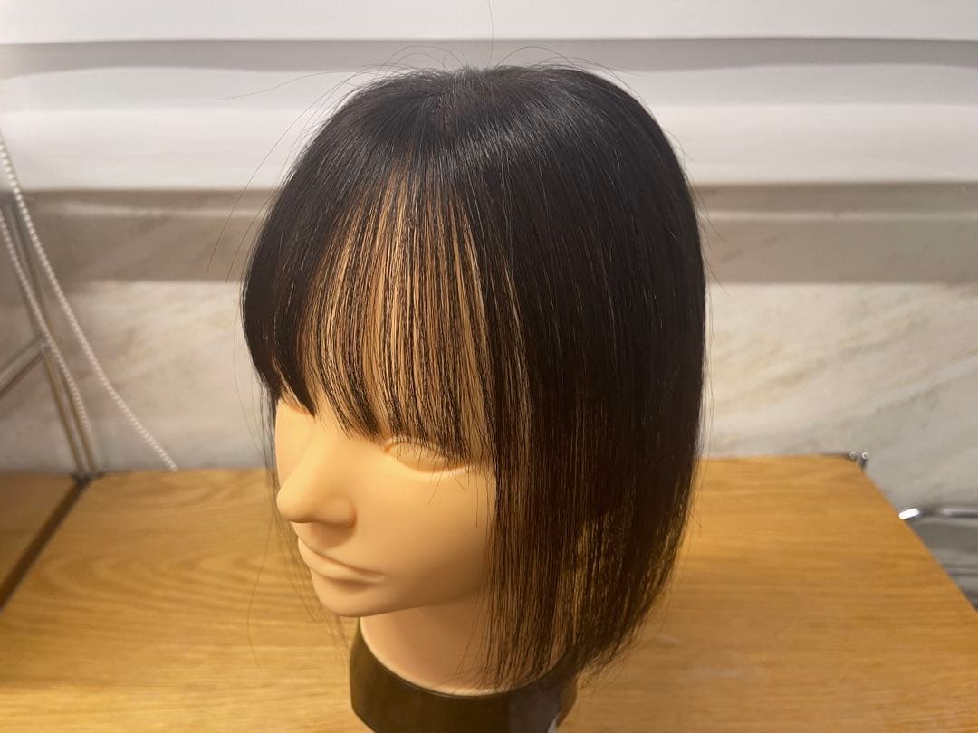 レミー人毛100%部分ウィッグ前髪カット調整カット済みウィッグ