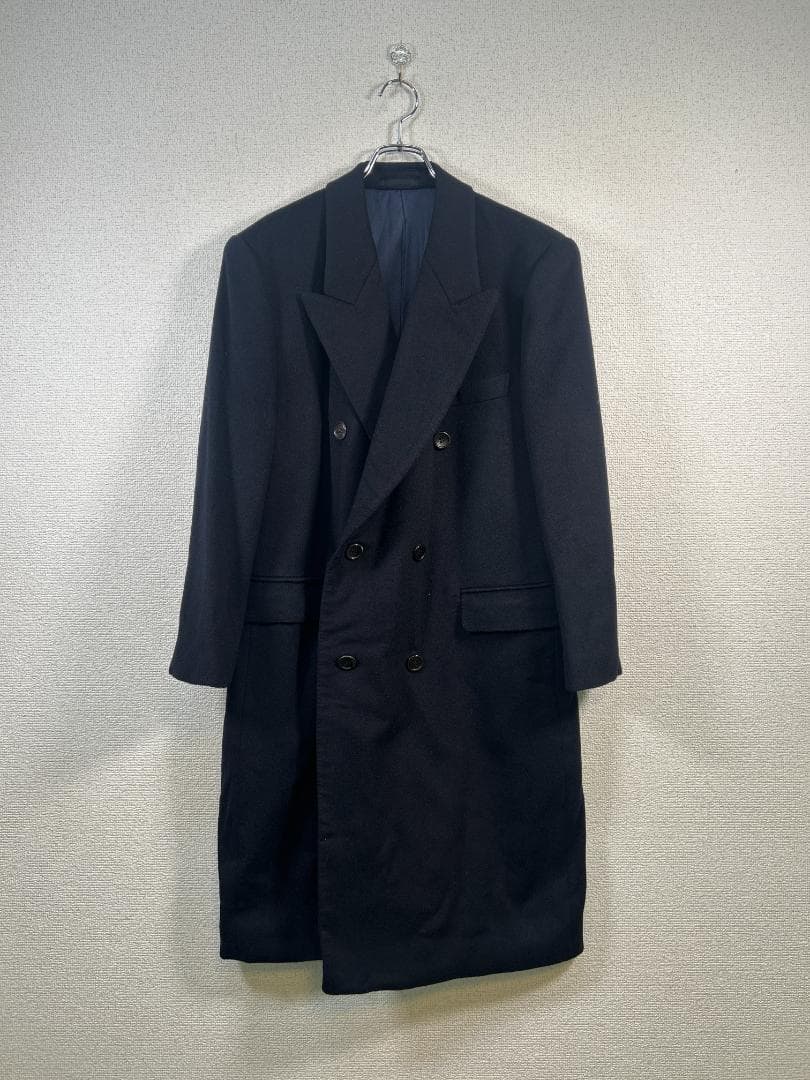 LANVIN ウール ダブルロングコート ネイビー XL相当