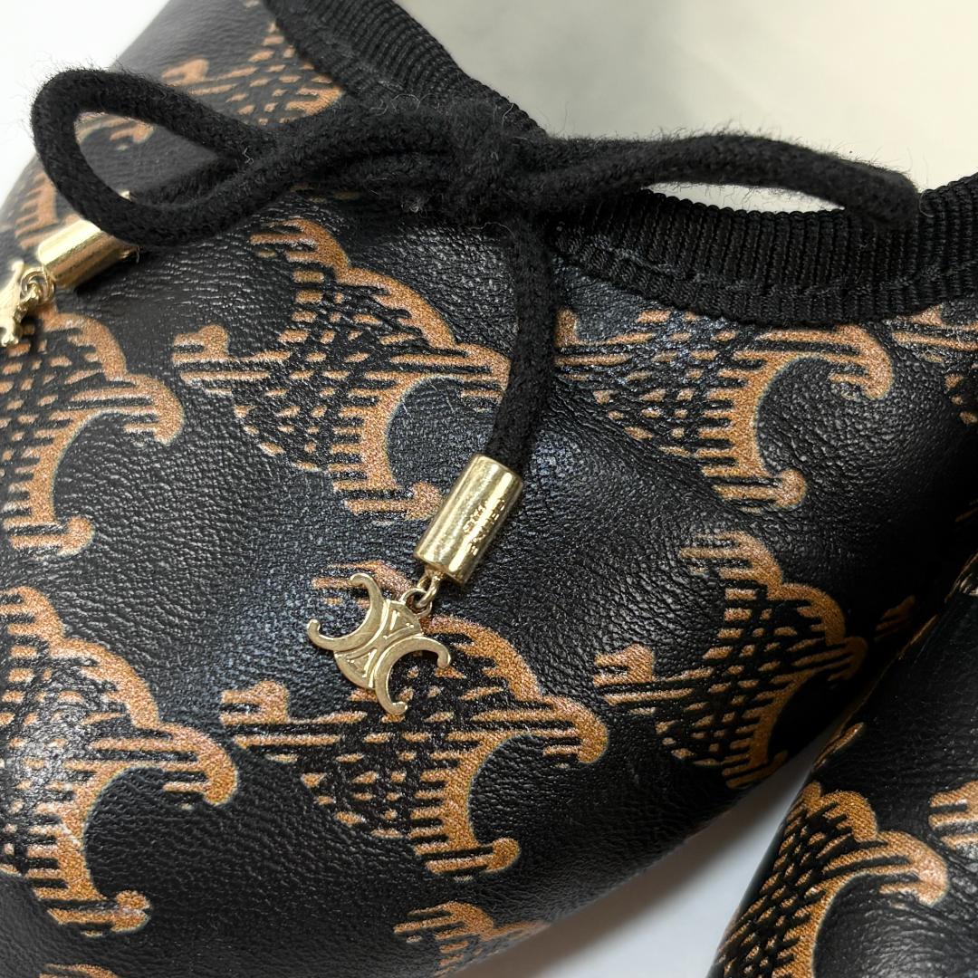 美品 CELINE バレリーナ / トリオンフ&レース プリント 37 シューズ