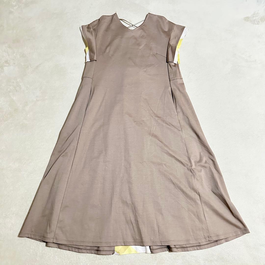 極美品 ブルーレーベルクレストブリッジ 半袖 ロングワンピース CB ベージュ