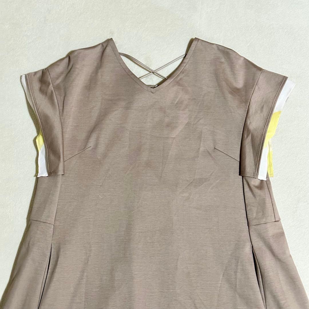 極美品 ブルーレーベルクレストブリッジ 半袖 ロングワンピース CB ベージュ