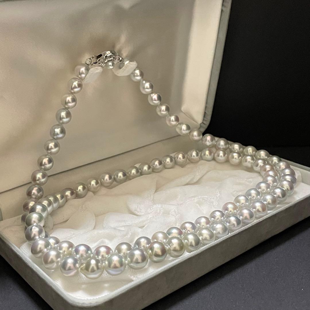 【テリ最強✨33万】あこや真珠 ロングネックレス 9.0-9.5 パール ブルー